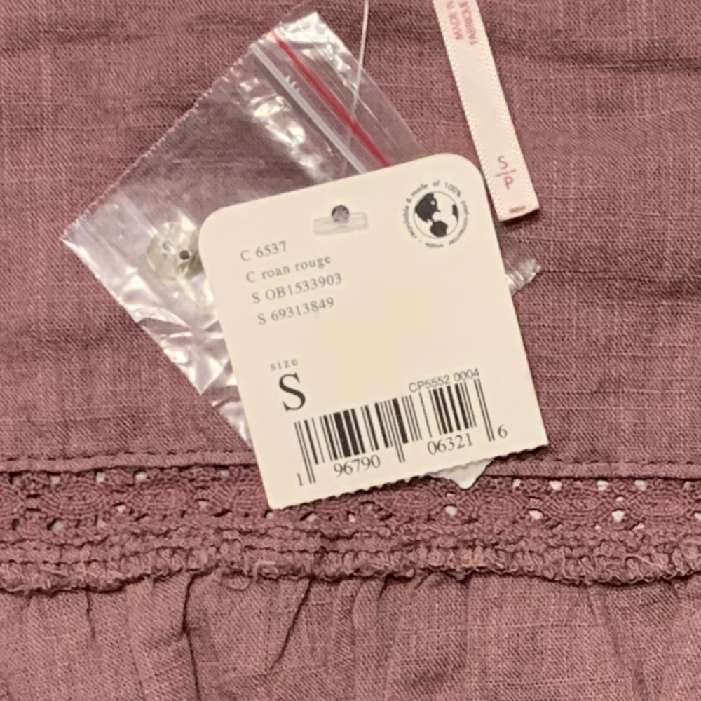 Free People NWT purple long sleeve short cropped small shirt - Picture 6 of 9